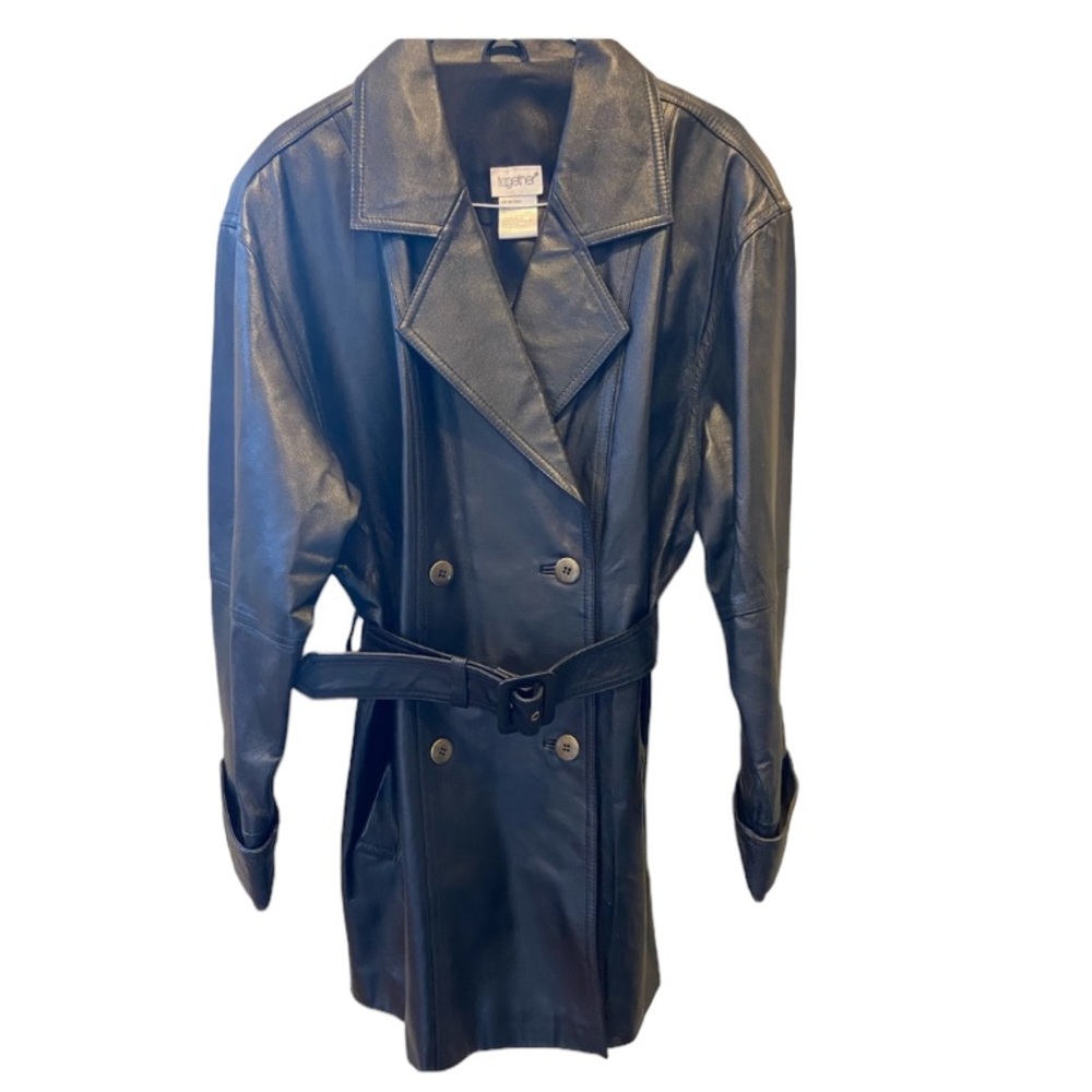 Beautiful button up/belted ladies leather jacket. Size 12 by Together.